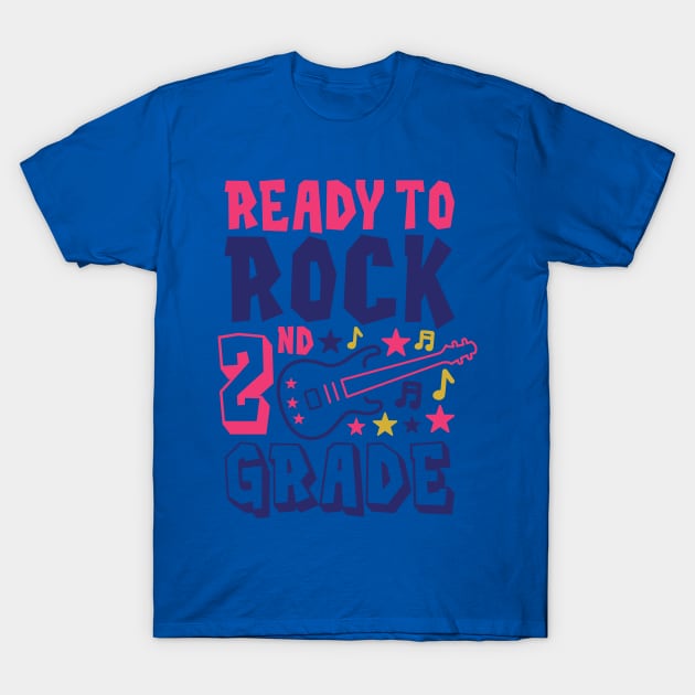 Rocking 2nd Grade Funny Kids School Rock Back to School T-Shirt by ThreadSupreme